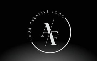 création de logo de lettre af serif blanc avec coupe croisée créative. vecteur