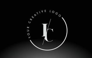 création de logo de lettre ic serif blanc avec coupe croisée créative. vecteur