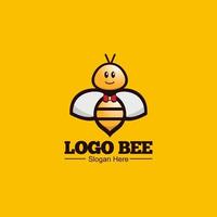 illustration de dessin animé mignon sourire abeille logo vecteur