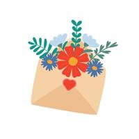 illustration de fleurs dans une enveloppe. concept de design vectoriel pour la saint valentin et d'autres utilisateurs.