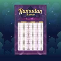 calendrier du mois de jeûne du ramadan kareem pourpre islamique