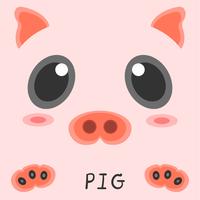 Dessin abstrait dessin de cochon animal image 2d. vecteur