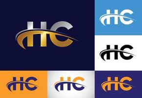 lettre initiale vecteur de conception de logo hc. symbole de l'alphabet graphique pour l'identité de l'entreprise