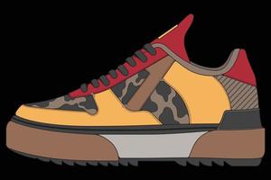 chaussures de baskets vectorielles pour l'entraînement, illustration vectorielle de chaussure de course. chaussures de sport couleur pleine. vecteur