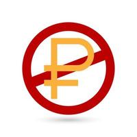 signe interdit avec l'icône d'argent rouble. illustration vectorielle. vecteur
