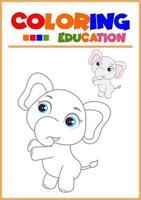 livre de coloriage pour enfants éléphant vecteur