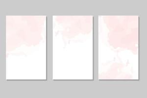 collection de modèles de cartes d'invitation de mariage de printemps. texture humide aquarelle rose clair ou abricot. peinture fluide blush. encre d'alcool. vecteur