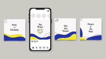 illustration vectorielle d'un téléphone avec des messages ou des bannières nous sommes contre la guerre, prions pour l'ukraine, disons oui au monde. il peut être utilisé sur des affiches, des dépliants, des panneaux de signalisation, des bannières Web, etc. vecteur