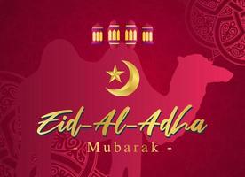 illustration vectorielle de conception eid adha mubarak avec style de croquis complet avec illustration animale. adapté à la carte de voeux, à l'affiche et à la bannière. vecteur