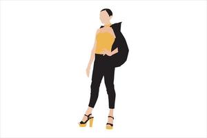 illustration vectorielle de femmes à la mode posant sur le trottoir vecteur