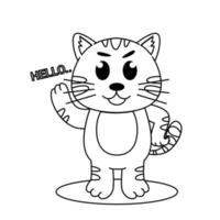 livre de coloriage pour enfants contour de chat mignon, carnet de croquis de ligne noire sur fond blanc vecteur