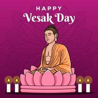 joyeux jour de vesak salutation illustration dessinée à la main vecteur