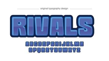 typographie en majuscule du logo du jeu 3d bleu vecteur