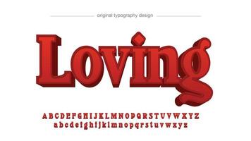 typographie d'amour d'affichage mignon 3d rouge vecteur