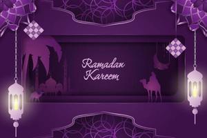 ramadan kareem fond de style islamique violet avec élément de ligne vecteur