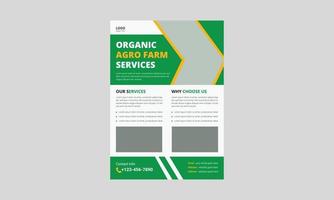 modèle de flyer de service agricole et agricole. conception de dépliant de dépliant sur les services agro-agricoles biologiques. couverture, format a4, dépliant de service agricole, affiche, prêt à imprimer vecteur