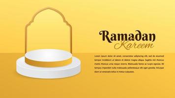 bannière ramadan kareem avec podium vecteur