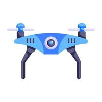 une icône plate à la mode de drone, caméra volante