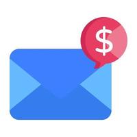 enveloppe et signe dollar indiquant l'icône plate du courrier d'affaires vecteur