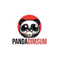 panda mignon tenant illustration vectorielle logo dimsum vecteur