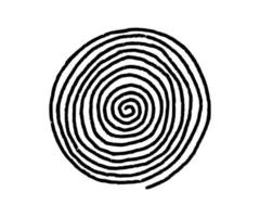 cercles dessinés à la main avec texture doodle. ensemble abstrait moderne de formes rondes noires avec une ligne en spirale. formes de doodle organiques dessinées à la main. illustrations vectorielles de collection isolées sur fond blanc vecteur