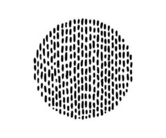 cercle dessiné à la main avec texture doodle. forme ronde noire abstraite moderne avec des lignes, des gouttes. forme de doodle organique dessiné à la main. illustration vectorielle isolée sur fond blanc vecteur