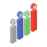 icône à la mode du diagramme à barres, conception isométrique vecteur