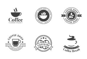 ensemble de logo et étiquette de café de couleur noire vecteur