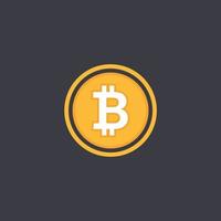 symbole bitcoin en vecteur de conception plate. pièce de monnaie bitcoin sur fond noir. illustration vectorielle de crypto-monnaie