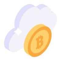 conception d'icônes de nuage bitcoin, style vectoriel isométrique modifiable