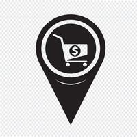 Carte Pointeur Shopping Cart Icon vecteur