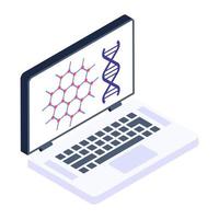 biotechnologie en ligne, vecteur isométrique du laboratoire en ligne