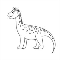 icône de vecteur de dinosaure noir et blanc isolé sur fond blanc. dessin de contour de dino. jolie image préhistorique pour les enfants.