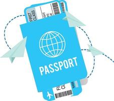 passeport avec carte d'embarquement. billets de voyage avec passeport vecteur