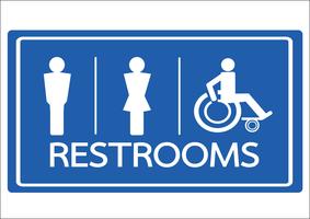 Symbole de toilettes homme, femme et icône de handicap en fauteuil roulant vecteur