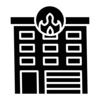 icône de glyphe de caserne de pompiers vecteur
