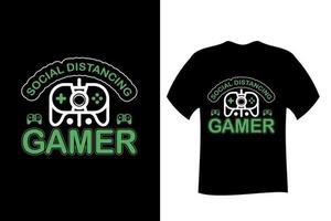 conception de t-shirt gamer à distance sociale vecteur