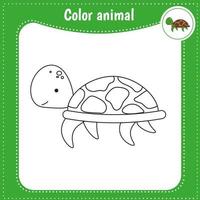 animal de dessin animé mignon - page de coloriage pour les enfants. jeu éducatif pour les enfants. illustration vectorielle. tortue de couleur vecteur