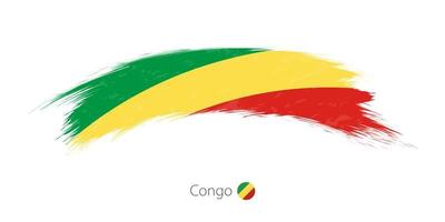 drapeau du congo en coup de pinceau grunge arrondi. vecteur