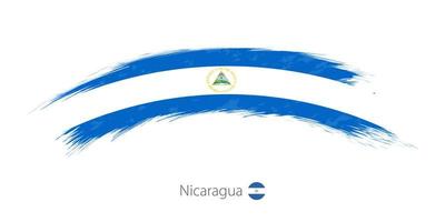 drapeau du nicaragua en coup de pinceau grunge arrondi. vecteur