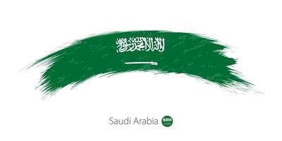 drapeau de l'arabie saoudite en coup de pinceau grunge arrondi. vecteur