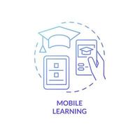 icône de concept de dégradé bleu d'apprentissage mobile. illustration de ligne mince d'idée abstraite d'accès à distance. dessin de contour isolé. trait modifiable. roboto-medium, myriade de polices pro-gras utilisées vecteur