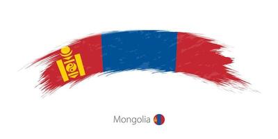 drapeau de la mongolie en coup de pinceau grunge arrondi. vecteur