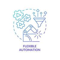 icône de concept de dégradé bleu d'automatisation flexible. illustration de fine ligne d'idée abstraite d'automatisation programmable. dessin de contour isolé. trait modifiable. roboto-medium, myriade de polices pro-gras utilisées vecteur