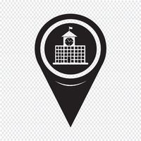 Carte Pointer School Building Icon vecteur