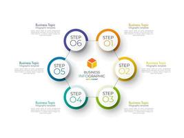 le vecteur et les icônes de conception d'infographie d'étape minimale peuvent être utilisés pour la mise en page du flux de travail, le diagramme, le rapport annuel. modèle de conception de chronologie d'infographie vectorielle avec 6 options, pièces, étapes ou processus.