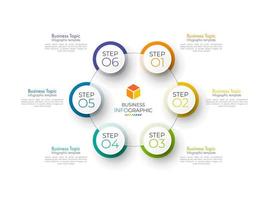 le vecteur et les icônes de conception d'infographie d'étape minimale peuvent être utilisés pour la mise en page du flux de travail, le diagramme, le rapport annuel. modèle de conception de chronologie d'infographie vectorielle avec 6 options, pièces, étapes ou processus.