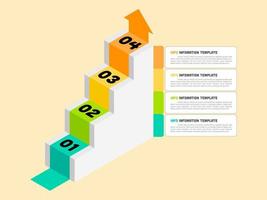 escaliers vectoriels et infographie cible. modèle de diagramme, graphique, présentation et graphique. concept de démarrage d'infographie d'entreprise avec 4 options, pièces, étapes ou processus. fond abstrait. vecteur