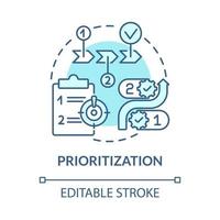 icône de concept bleu de priorisation. illustration de ligne mince idée abstraite de compétence d'entrepreneur en ligne. offrant une valeur commerciale maximale. dessin de couleur de contour isolé de vecteur. trait modifiable vecteur