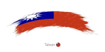 drapeau de taiwan en coup de pinceau grunge arrondi. vecteur